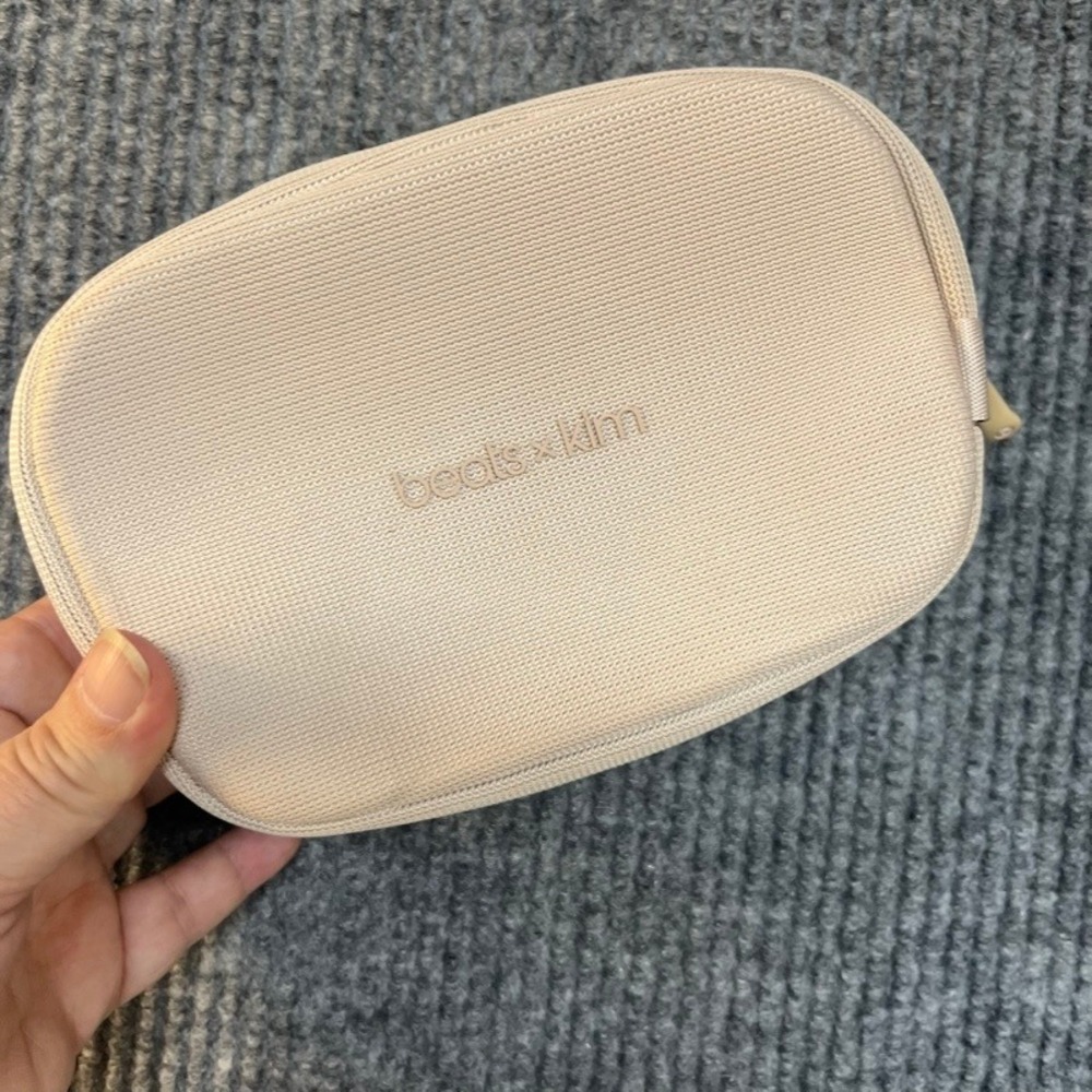 Beats x Kim Kardashian Fit Pro Earbud Carrying Case Dune Tan Neutral Zip Pouch